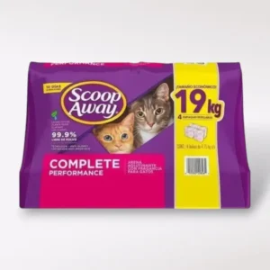kg, Arena Scoop Away Complete Performance para gatos, diseñada para hogares que cuidan con amor. Fórmula avanzada que mantiene el arenero fresco y libre de olores, brindando bienestar y limpieza para tu felino.