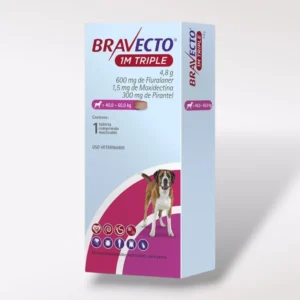 Caja de Bravecto Tableta 1M Triple 600mg para perros de 40 a 60 kg