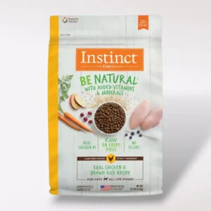 Croquetas Instinct Be Natural para gato – receta de pollo libre de jaula, recubiertas con carne cruda seca, sin maíz, trigo, soya ni subproductos