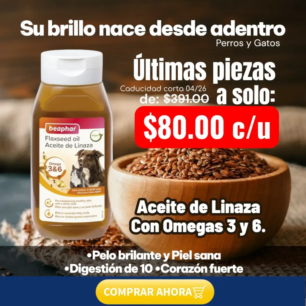 Aceite de Linaza Beaphar en LIQUIDACIÓN. De $391.00 a solo $80.00 por tiempo limitado. !Últimas piezas!