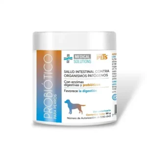 Fraco de 90gr de Probióticos en polvo para perros Medical Solutions de Fancy Pets. Suplemento digestivo para la salud intestinal y recuperación de la flora intestinal disponible en KaLuZí®.