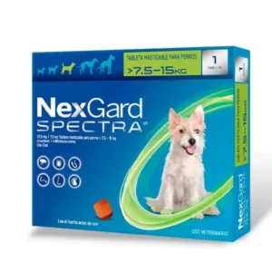 NexGard Spectra | Tableta Masticable Antipulgas y Desparasitante Interno y Externo para Perros Medianos de 7.5 a 15 kg